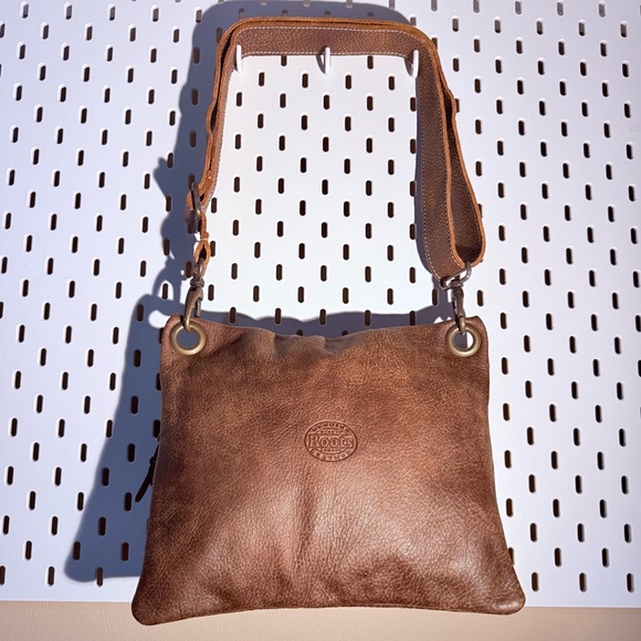 Roots Handbags - Roots Tribe Leather Villager Dark Brown Leather Crossbody/Shoulder Bag